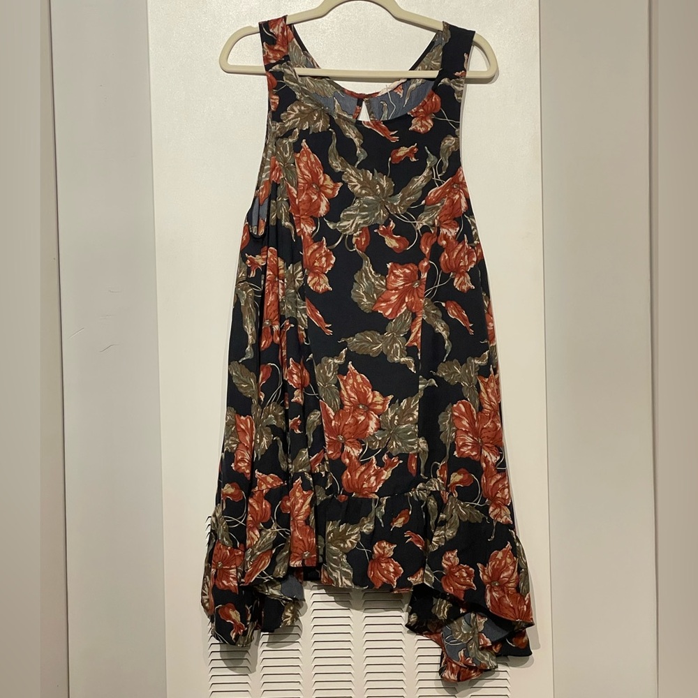 Grade & Gather dark floral slip swing mini dress